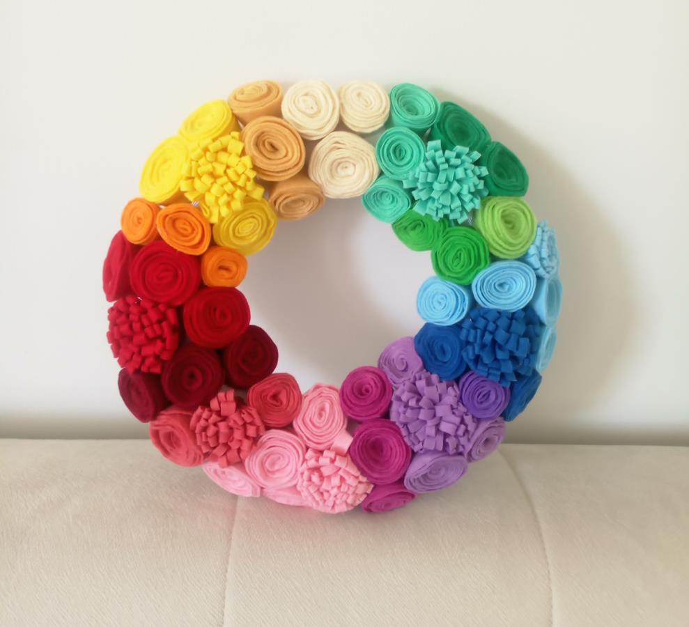 rainbow-rose-wreath-felt-flower-wreath-rose-door-wreath-nursery-decor-wreath-rainbow-themed-bedroom-decor-felt-rose-wreath-handmade-flower-0