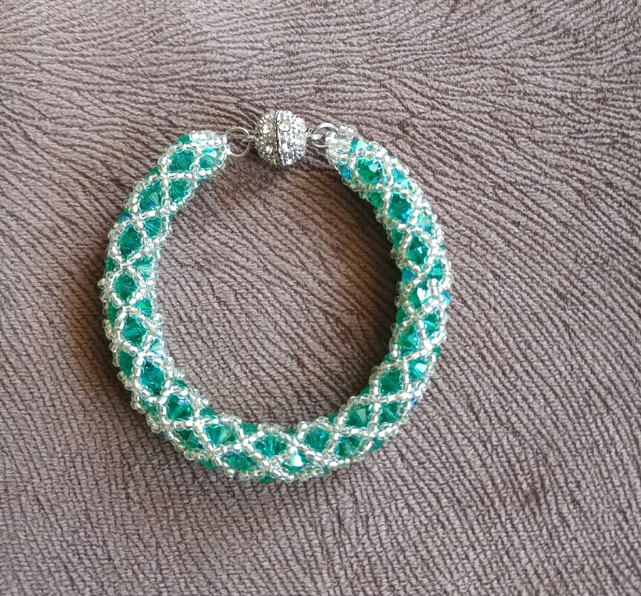 light-green-crystal-beaded-bracelet-tubular-silver-netted-seed-beads-bracelet-gift-for-women-bracelet-for-girl-gift-for-her-gf-gift-emerald-color-handmade-beadwork-bracelet-magnetic-clasp-bracelet-0