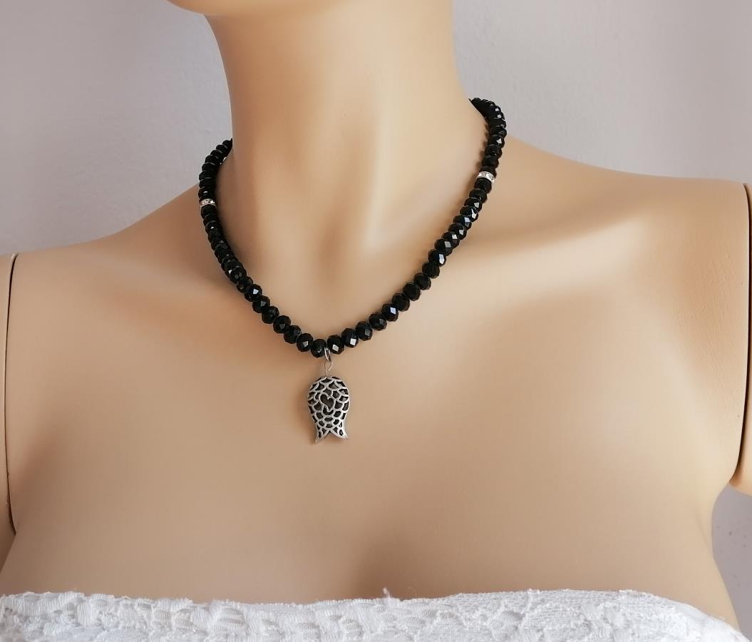 black-faceted-beads-necklace-silver-tulip-pendant-necklace-black-mat-beads-necklace-with-tulip-charm-black-beads-necklace-with-tulip-pendant-birthday-gift-gift-for-women-lale-necklace-gift-for-wife-gift-for-woman-0
