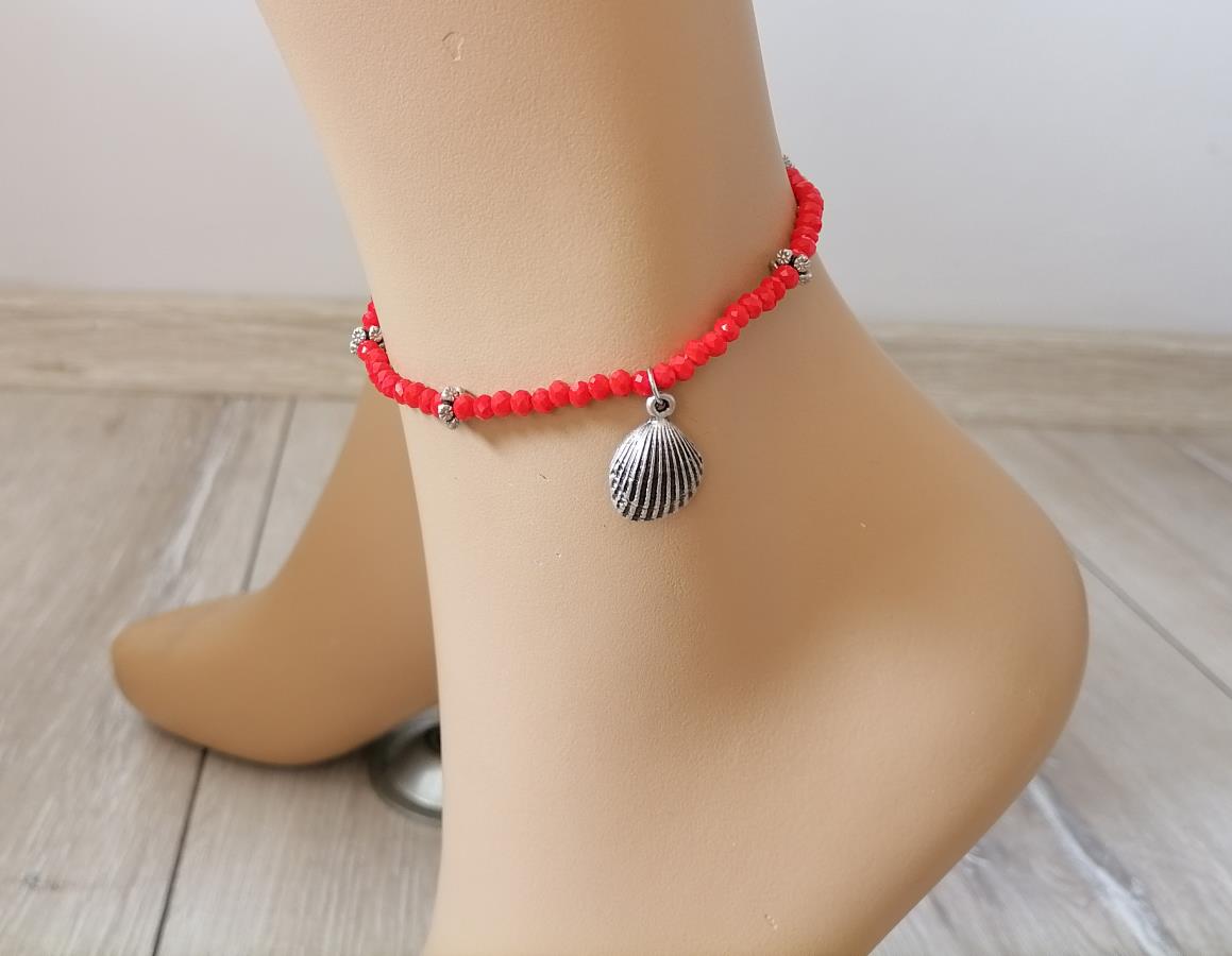 red-beads-anklet-with-silver-sea-shell-buy-sea-shell-charm-anklet-sea-beach-style-anklet-gift-for-woman-summer-style-red-faceted-rondelle-beads-anklet-women-gifts-0