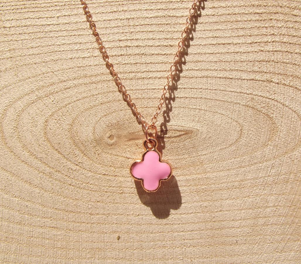 pink-clover-charm-necklace-rose-gold-light-pink-clover-pendant-necklace-tiny-quatrefoil-necklace-clover-charm-necklace-birthday-gift-gift-for-her-gift-for-girl-gift-for-woman-0