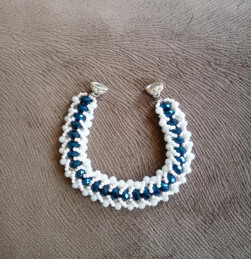 white-royal-blue-bead-woven-bracelet-something-blue-gift-for-bride-navy-blue-beadwork-beaded-bracelet-bridal-shower-bracelet-handmade-bracelet-bridal-shower-bracelet-gift-for-woman-gift-for-her-0