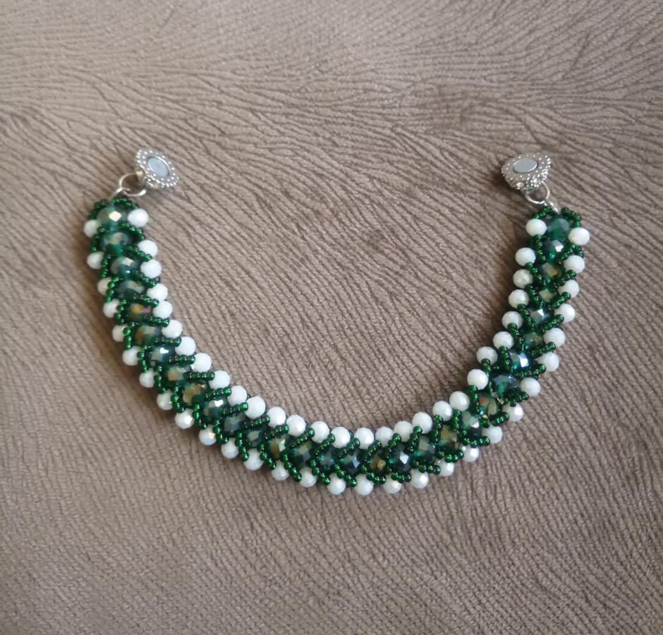 emerald-white-netted-beaded-bracelet-bracelet-for-bride-green-netted-beaded-bracelet-bead-woven-bracelet-handmade-bracelet-bridal-shower-bracelet-gift-for-woman-gift-for-her-0