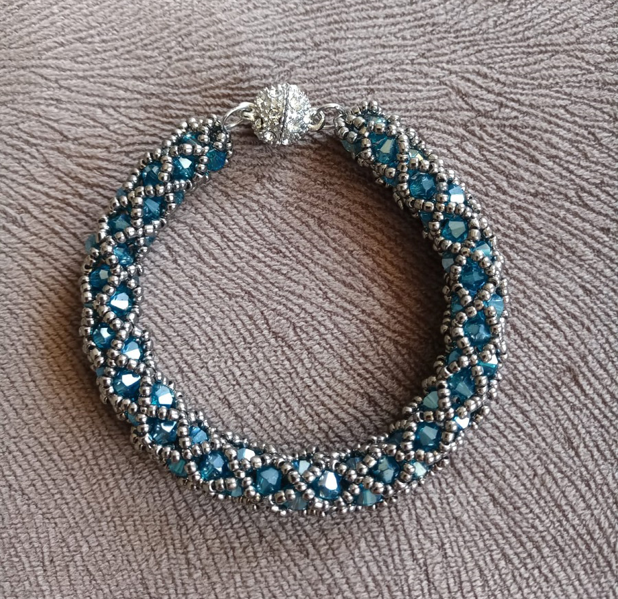 turquoise-silver-netted-beaded-bracelet-bracelet-for-aunt-transparent-blue-tubular-netted-beaded-bracelet-handmade-bracelet-birthday-gift-gift-for-woman-0