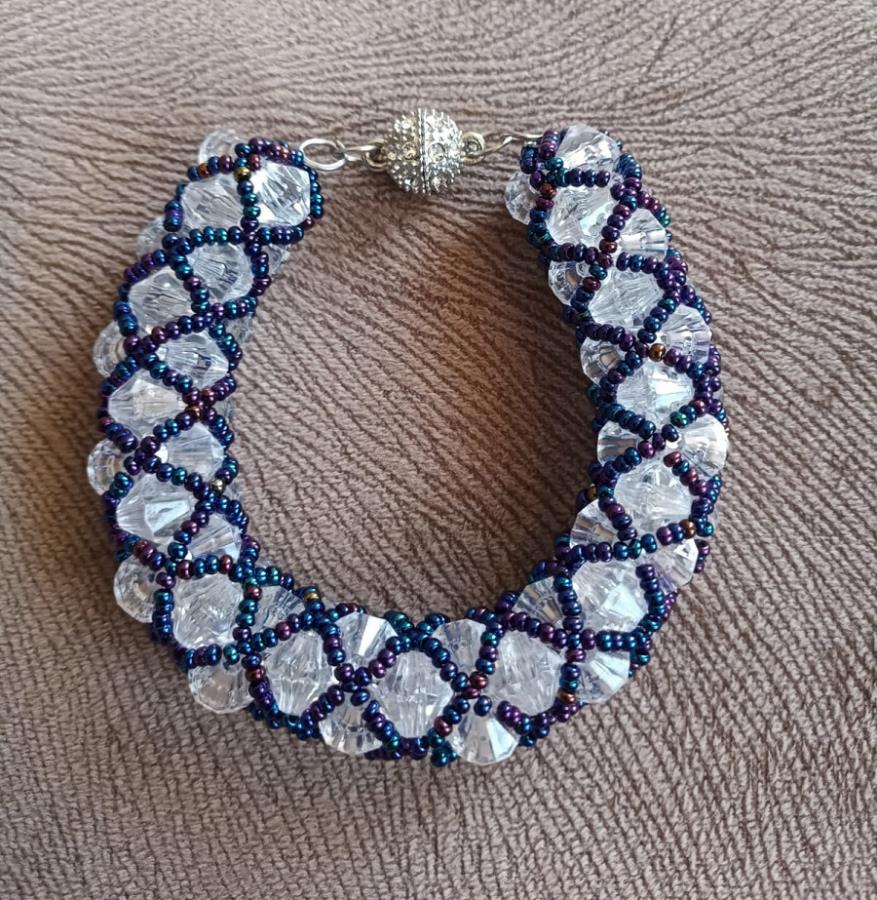blue-transparent-netted-beaded-bracelet-bracelet-for-aunt-big-massive-blue-tubular-netted-beaded-bracelet-big-handmade-bracelet-birthday-gift-gift-for-woman-0