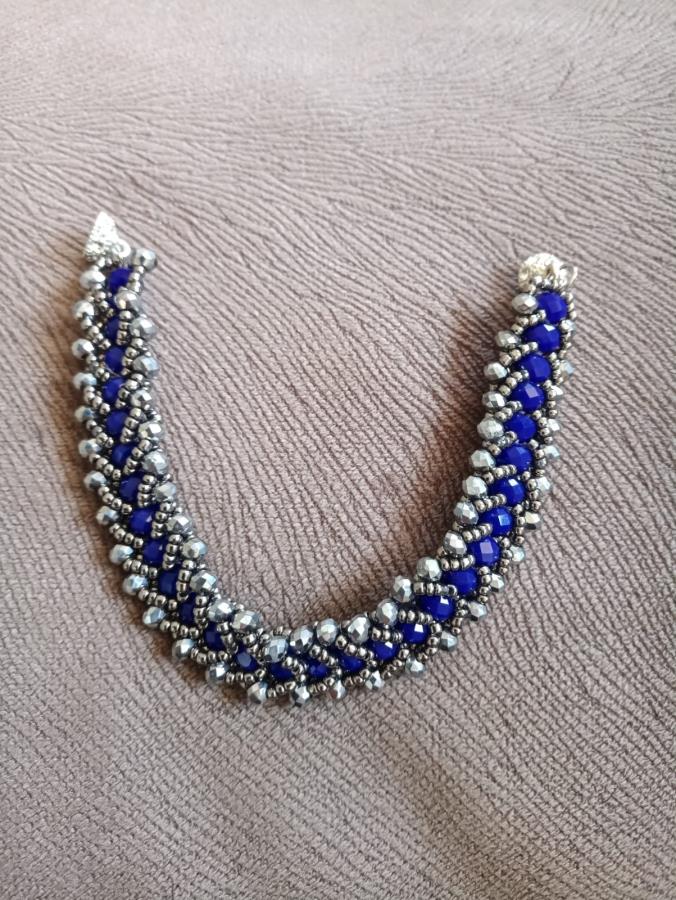 netted-beaded-bracelet-blue-silver-classic-bracelet-for-bride-cobalt-blue-silver-beadwork-bracelet-royal-blue-bead-woven-bracelet-handmade-bracelet-bridal-shower-bracelet-gift-for-woman-gift-for-her-0