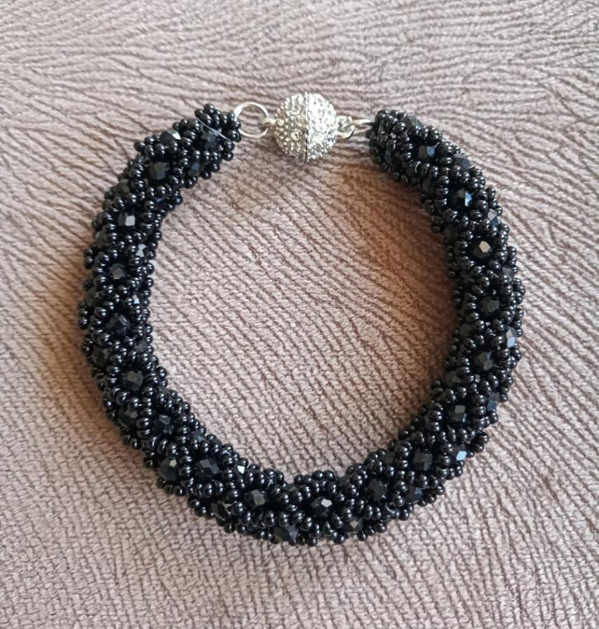black-netted-beaded-bracelet-elegant-bracelet-black-tubular-netted-beaded-bracelet-faceted-rondelle-glass-beads-handmade-bracelet-beadwork-bracelet-gift-for-woman-0