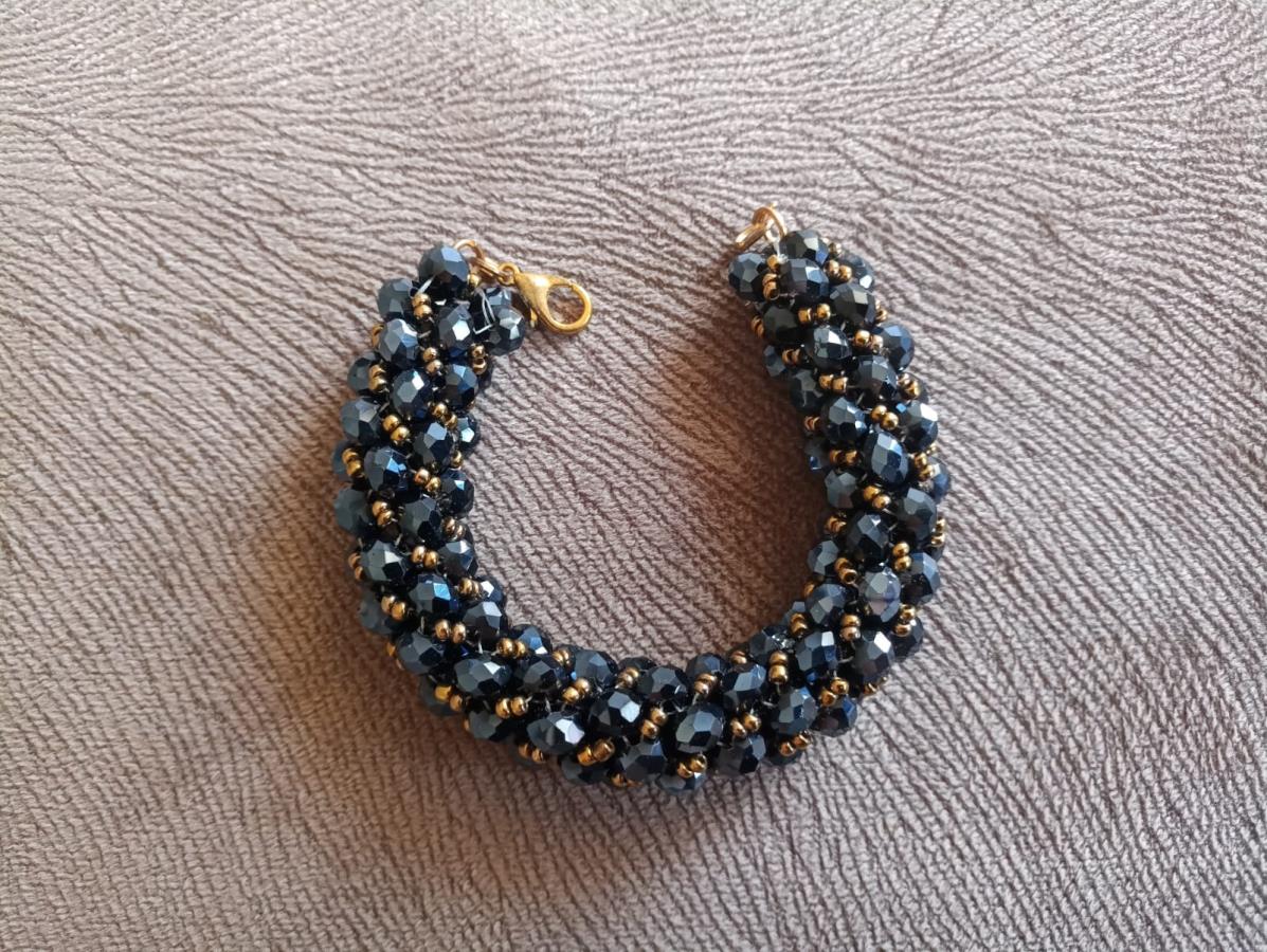 black-netted-beaded-bracelet-elegant-bracelet-black-tubular-netted-beaded-bracelet-faceted-rondelle-glass-beads-handmade-bracelet-beadwork-volume-bracelet-gift-for-woman-0