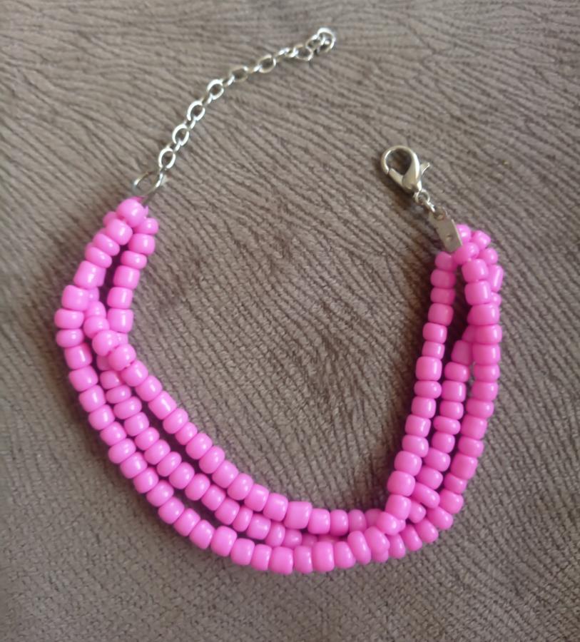3-strand-beads-bracelet-pink-handmade-handcrafted-bracelet-three-strand-beads-bracelet-multi-strand-seed-beads-bracelet-adjustable-bracelet-free-shipping-gift-for-her-gift-for-woman-layered-bracelet-bracelet-for-girl-0
