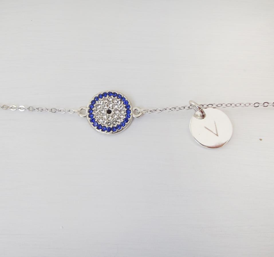 personalized-evil-eye-bracelet-silver-buy-cz-crystal-diamond-evil-eye-bracelet-micro-pave-blue-evil-eye-bracelet-circle-round-coin-disc-inital-name-bracelet-personnalis-mauvais-il-bracelet-argent-bose-auge-armband-silber-mal-de-ojo-pulsera-plata-rhinestones-evil-eye-bracelet-custom-letter-necklace-turkish-protection-bracelet-gift-for-woman-gift-for-girlfriend-0