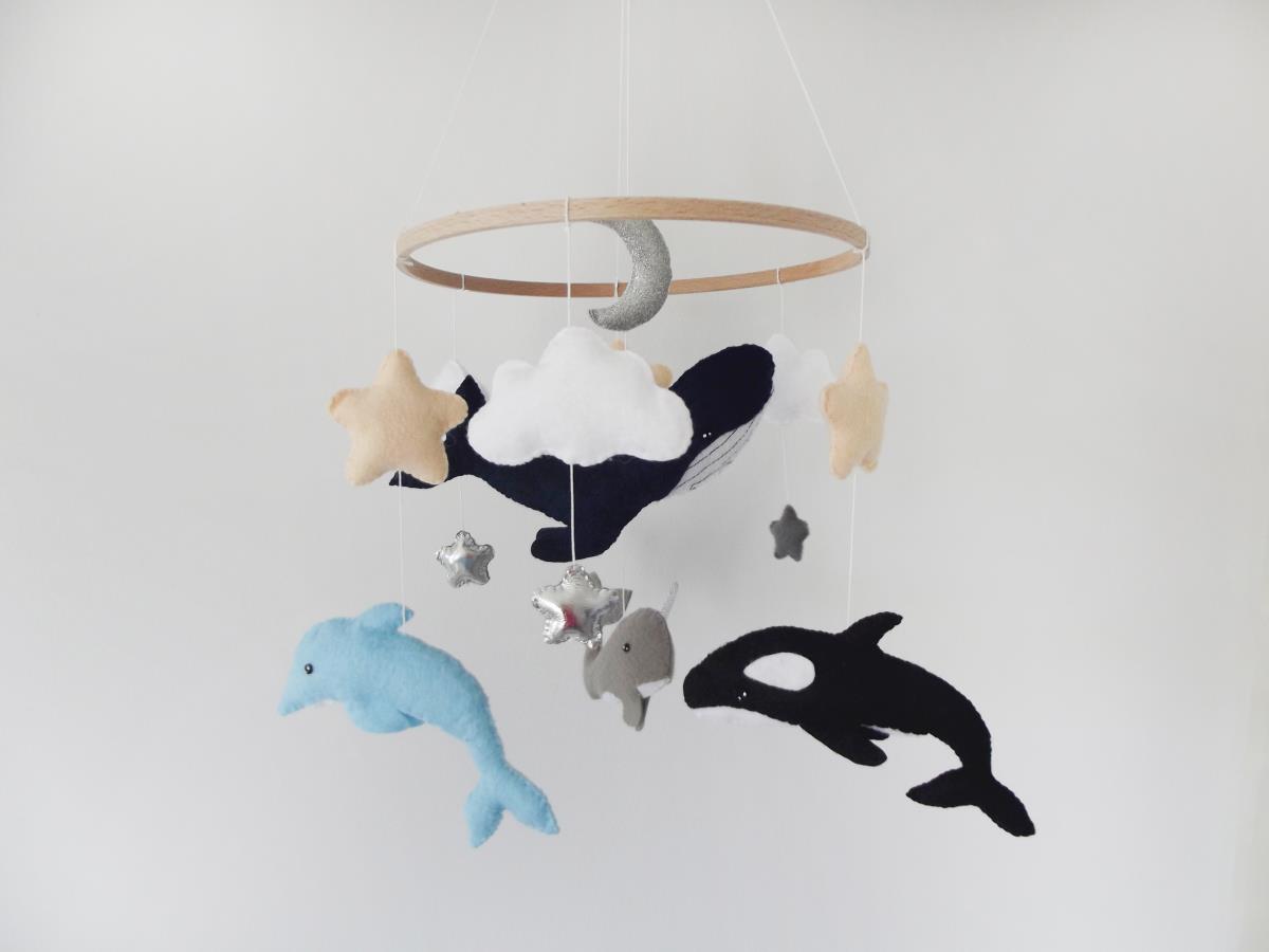 Ocean Baby mobile Whale Shark Narwhal Dolphin Mobile baby Mobile nursery Boy baby mobile Nursery decor boy mobile for crib cot mobile 