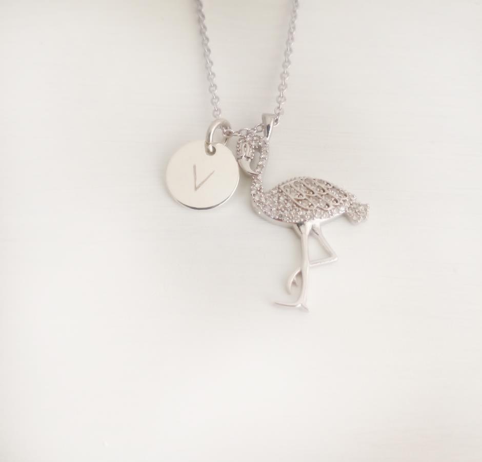 flamingo-necklace-silver-chain-personalized-disc-initial-necklace-custom-engraved-necklace-flamingo-pendant-necklace-crystal-pave-flamingo-charm-necklace-gift-ideas-for-girl-kids-gf-gift-gift-for-women-gift-for-her-girlfriend-necklace-necklace-for-girl-0