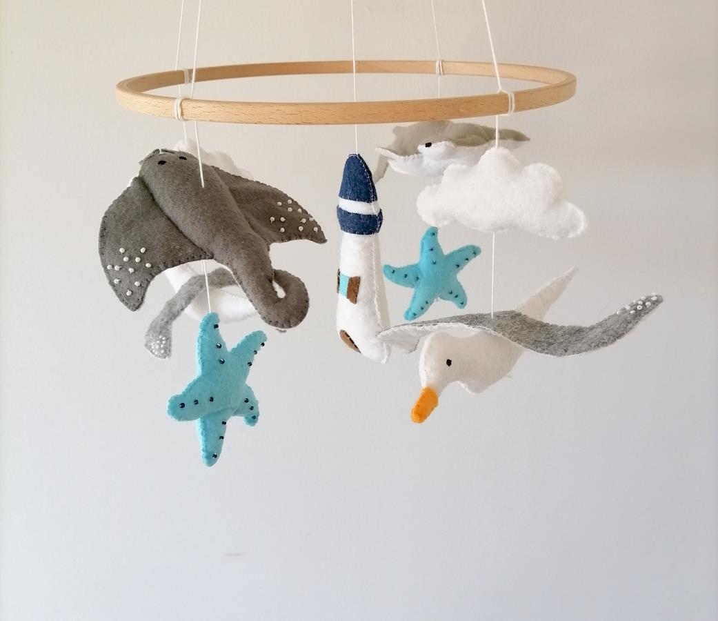 ocean-nursery-crib-mobile-lighthouse-sea-gull-hammerhead-shark-stingray-baby-mobile-boy-nursery-mobile-nautical-cot-mobile-baby-shower-gift-gift-for-newborn-under-the-sea-mobile-0