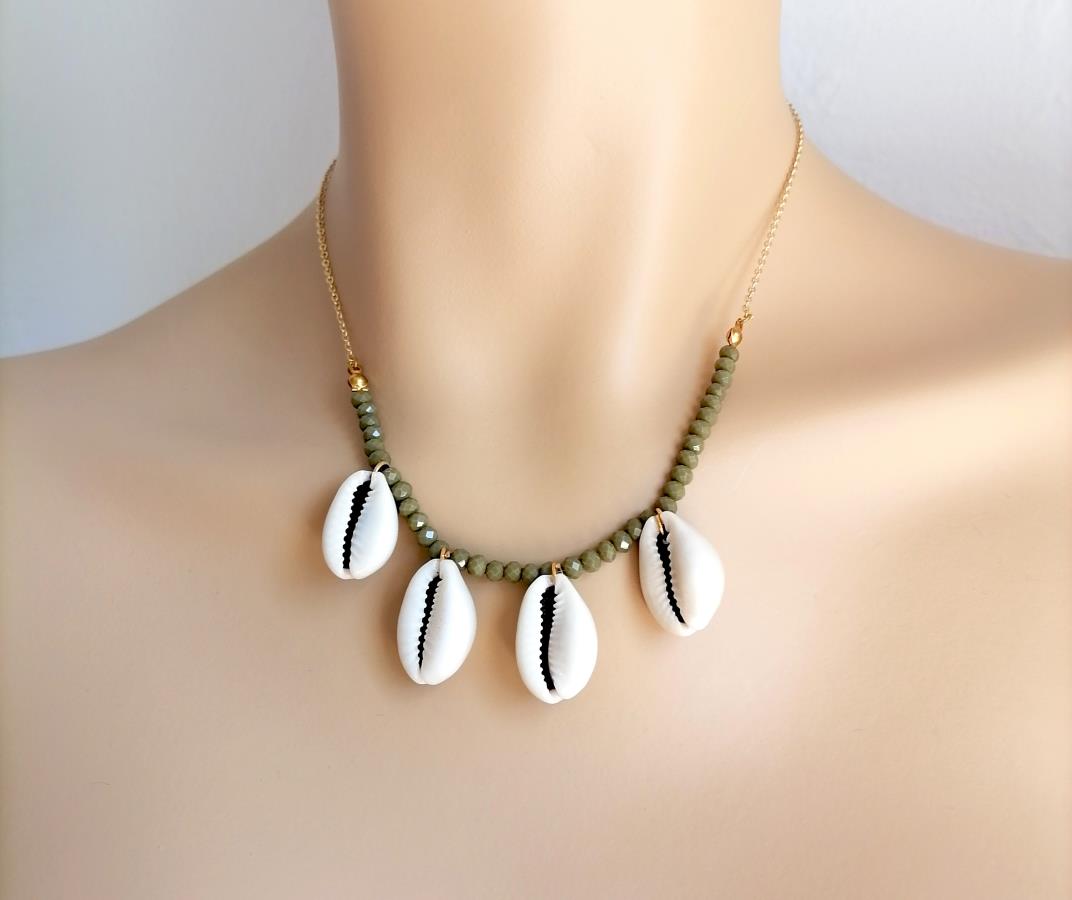 natural-cowrie-shell-necklace-green-gold-sea-shell-bib-necklace-for-women-ocean-beach-pendant-necklace-buy-gift-for-her-gift-for-girlfriend-real-cowrie-shell-charm-necklace-bohemian-necklace-handmade-handcrafted-0
