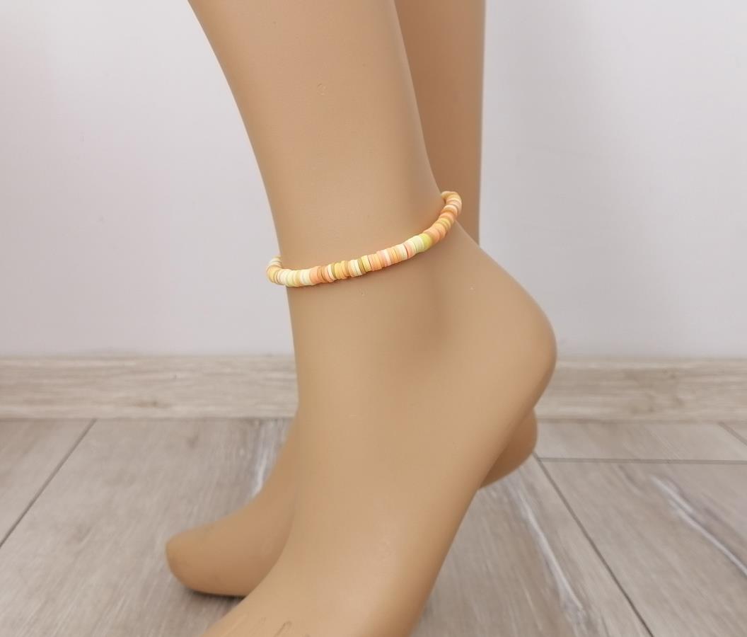 light-orange-heishi-stack-anklet-for-women-polymer-clay-disc-beads-bracelet-for-leg-vinyl-beads-anklet-bohemian-boho-bracelet-for-leg-0