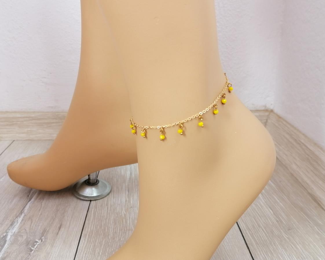 dangle-yellow-crystal-beaded-bracelet-with-gold-plated-chain-for-women-buy-handmade-handcrafted-leg-bracelet-fashion-jewelry-gift-for-girl-ocean-sea-beach-anklet-minimalist-drop-beads-foot-bracelet-gift-for-her-gift-for-girlfriend-faceted-rondelle-glass-beads-anklet-0