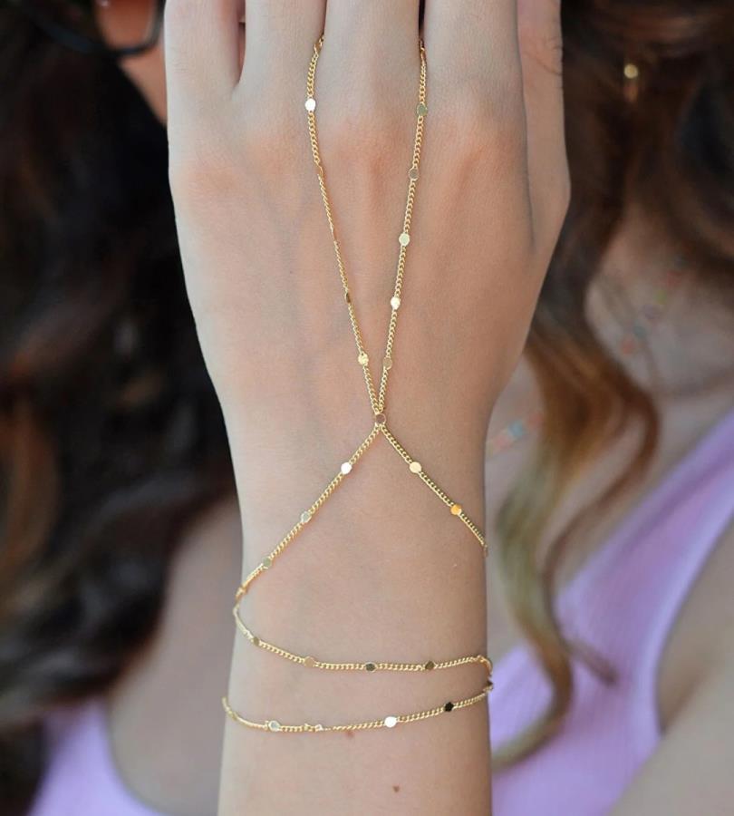 chicque-boho-beaded-ring-bracelet-hand-chain-buy-elegant-slave-bracelet-for-women-girl-gift-for-her-gift-for-girlfriend-bridal-wedding-bracelet-harness-bracelet-handkedja-armband-ring-chain-attached-bracelet-finger-satellite-bracelet-soldered-ball-gold-chains-bracelet-party-festival-hand-jewelry-0