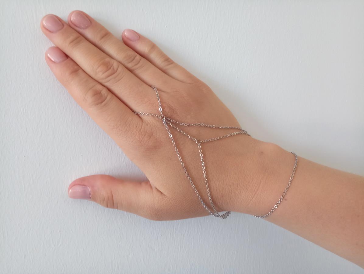 thin-finger-hand-chain-bracelet-silver-plated-harness-bracelet-for-women-buy-gift-for-wife-gift-for-girlfriend-birthday-gift-ideas-slave-bracelet-oriental-dance-bracelet-finger-bracelet-ring-chain-attached-bracelet-body-jewelry-handmade-handcrafted-bracelet-0
