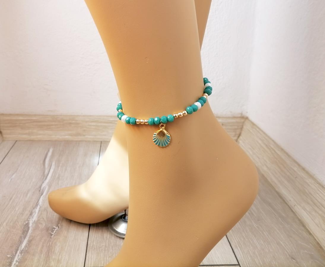 mussel-sea-shell-charm-anklet-for-women-buy-gold-green-white-beads-mermaid-anklet-foot-bracelet-gift-for-her-gift-fpr-girlfriend-beach-style-anklet-0