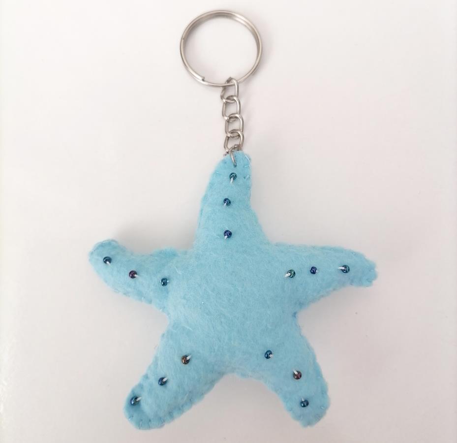 starfish-keychain-felt-blue-sea-shell-with-seed-beads-keyring-ocean-nautical-bag-accessories-charm-birthday-unique-gift-handmade-sea-creatures-keyring-handcrafted-keychain-0