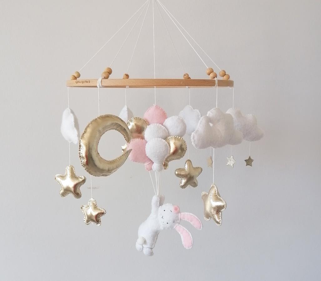 flying-rabbit-baby-crib-mobile-pink-gold-white-felt-hot-air-balon-bunny-cot-mobile-baby-girl-nursery-mobile-decor-moon-gold-starts-baby-mobile-hanging-mobile-ceiling-mobile-baby-shower-gift-present-for-infnt-newborn-0