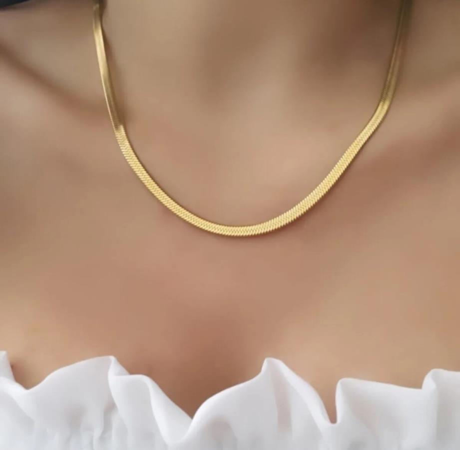 gold-herringbone-chain-necklace-stainless-steel-dainty-snake-chain-necklace-elegant-necklace-for-women-thin-herringbone-necklace-flat-snake-chain-gold-delicate-gold-chain-gift-for-her-gift-for-girlfriend-trendy-jewelry-gift-0
