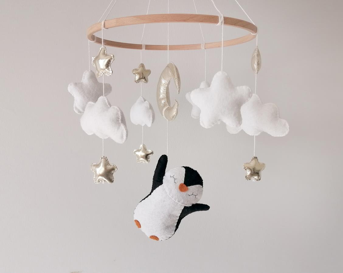 penguin-baby-mobile-gold-star-moon-baby-mobile-penguin-hanging-mobile-neutral-nursery-baby-mobile-felt-baby-shower-gift-present-for-newborn-white-clouds-mobile-woodland-baby-mobile-fox-ceiling-mobile-unisex-baby-mobile-0