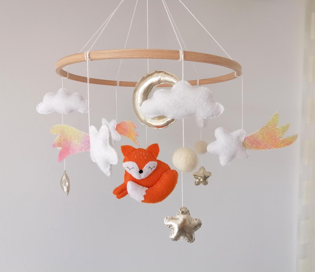 fox-baby-mobile-white-stars-clouds-mobile-felt-fox-crib-mobile-neutral-nursery-decor-gold-stars-moon-mobile-fox-cot-mobile-baby-shower-gift-hanging-mobile-fox-ceiling-mobile-gift-for-newborn-wool-balls-baby-mobile-0