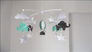 green-mint-elephant-crib-mobile-hot-air-balloon-mobile-mint-gray-elephant-mobile-elephant-mobile-for-newborn-elephant-baby-shower-gift-turquoise-elephant-nursery-decor-3