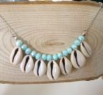 cowrie-shell-necklace-buy-with-light-mint-beads-necklace-from-cowrie-shell-seashell-bib-necklace-gift-for-woman-women-gift-seashell-charm-necklace-light-blue-beads-necklace-summer-style-pale-turquoise-beads-necklace-ocean-sea-beach-shell-necklace-2