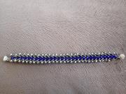netted-beaded-bracelet-blue-silver-classic-bracelet-for-bride-cobalt-blue-silver-beadwork-bracelet-royal-blue-bead-woven-bracelet-handmade-bracelet-bridal-shower-bracelet-gift-for-woman-gift-for-her-2