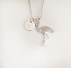 flamingo-necklace-silver-chain-personalized-disc-initial-necklace-custom-engra