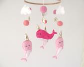 whale-crib-mobile-narwhal-baby-girl-nursery-mobile-pink-narwhal-nursery-decora